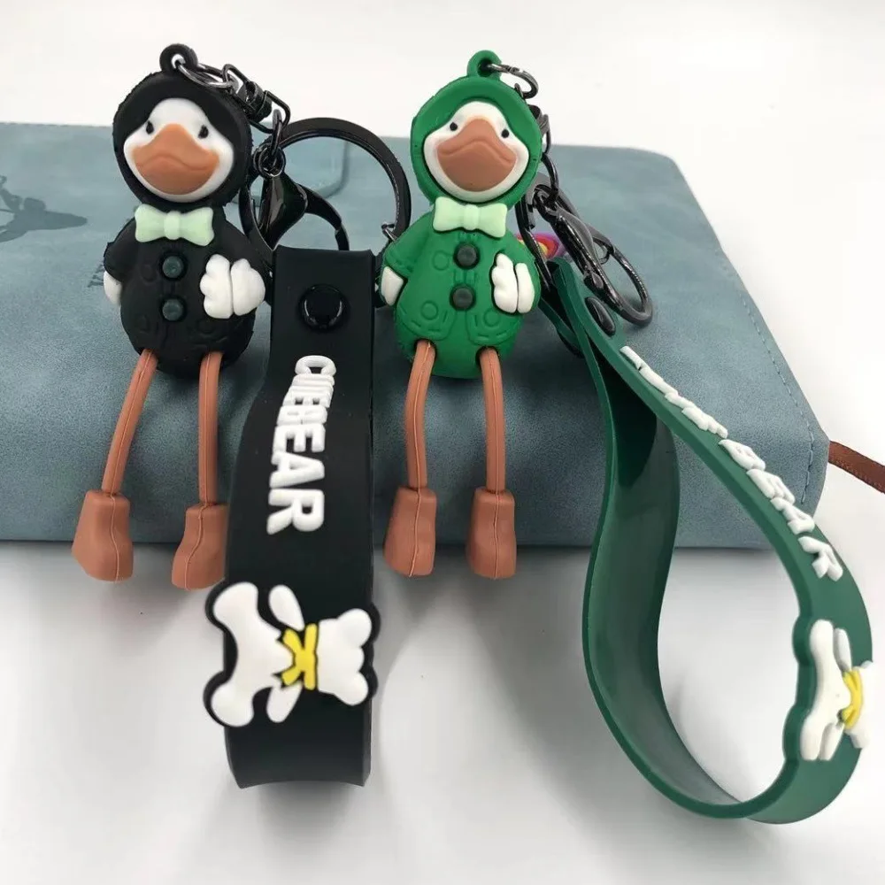 

Novel Long Legs Duck Keychain Creative Silicone Doll Backpack Bag Car Key Pendant Accessories Couple's Keyring Send Friend Gift