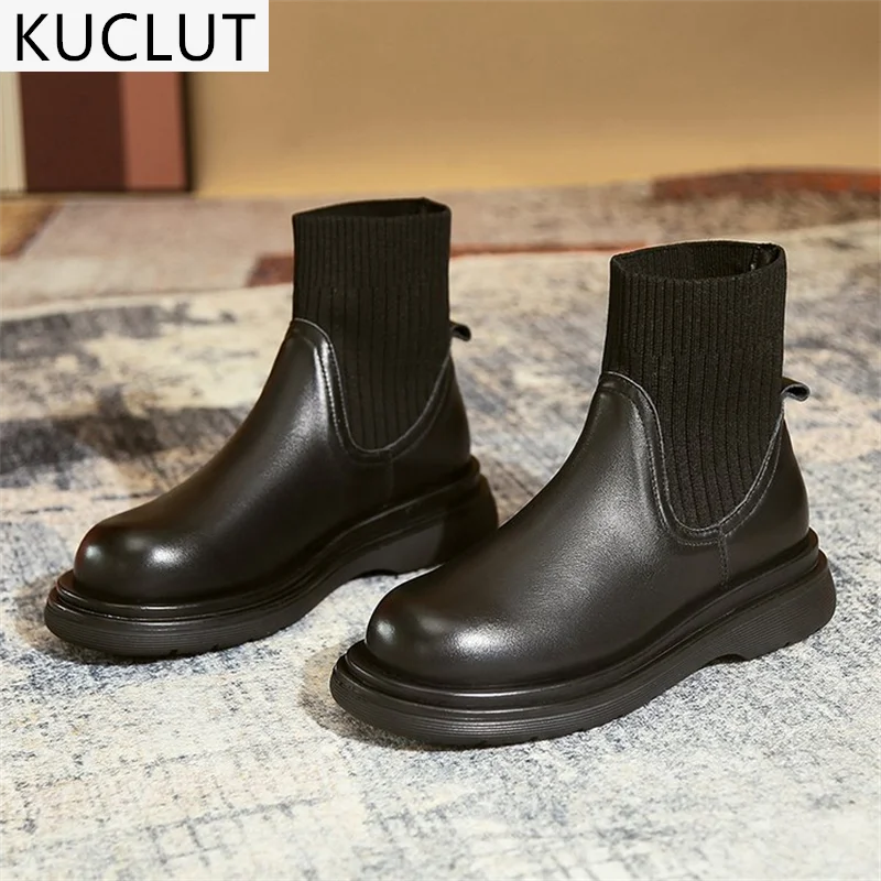 

9Women'sMartin Round Head Boots 2021 Autumn New Fashtion Platform Waterproof Comfortable Thick Heel Women's Casual Short Boots