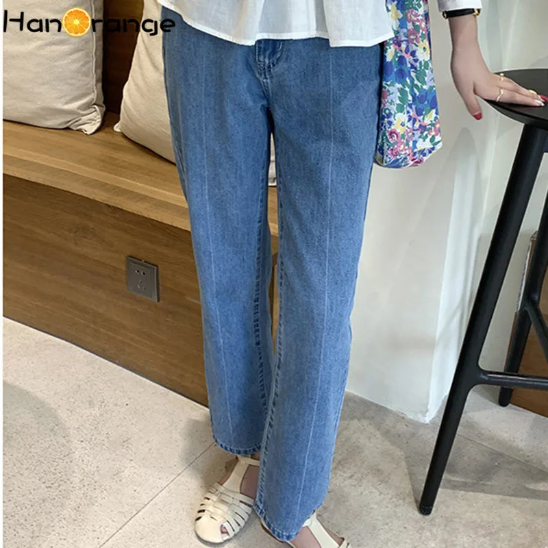 

Retro Straight Jeans Women 2021 Summer High Waist Loose Denim Trousers Pockets Vintage