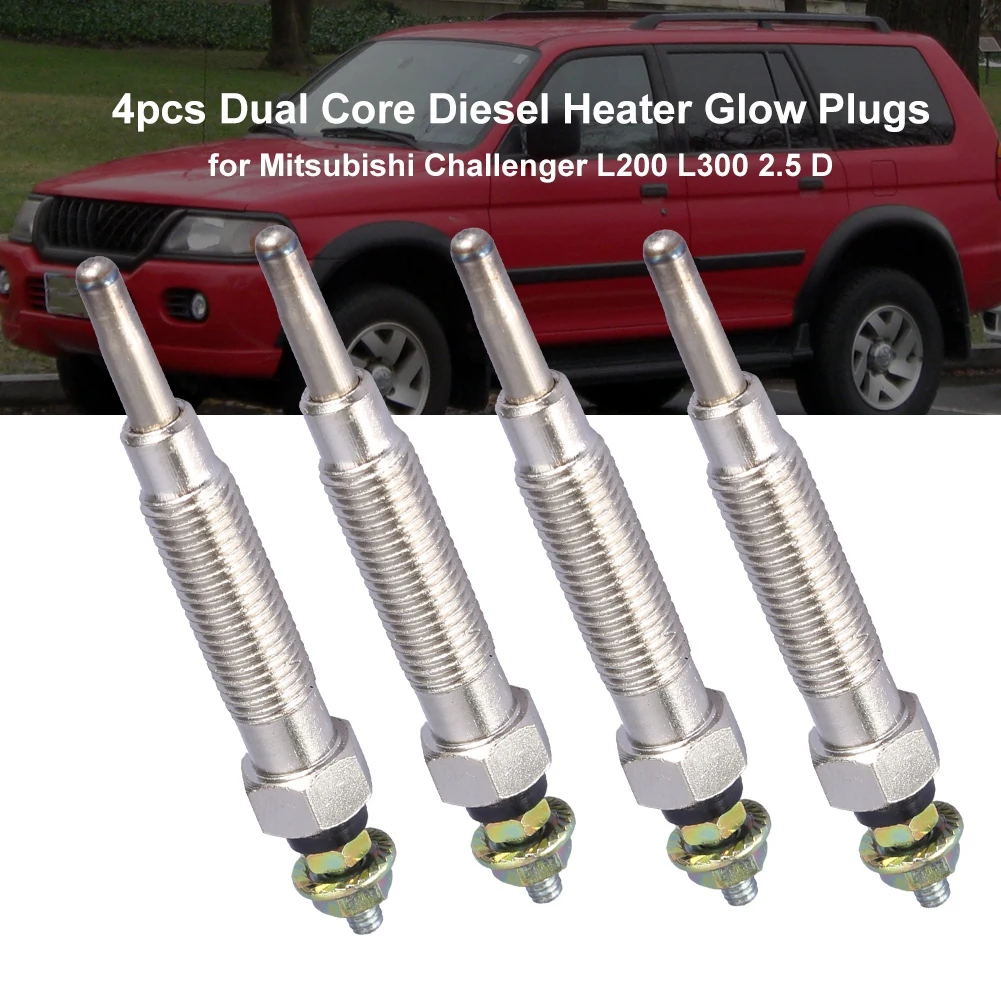 

12V 5A Heater Glow Plugs 4Pcs Dual Core Diesel Heater Glow Plug For Mitsubishi Challenger L200 L300 2.5 D