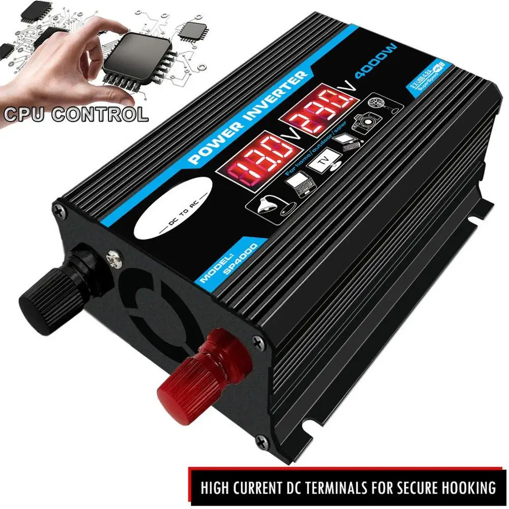 Чистая синусоида Инвертор 4000W 12V 220V/110V Светодиодный к AC220V регулируемым приводом