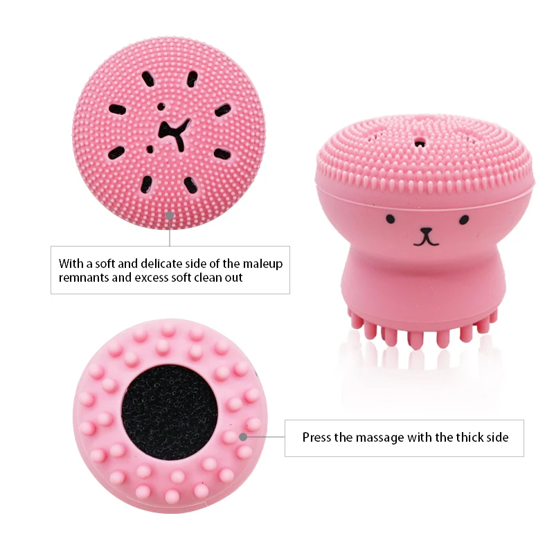 Beauty Face Skin Care Cleaning Tools Cute Octopus Jellyfish Facial Cleansing Brush Puff Massage Exfoliating Wash Tool | Красота и