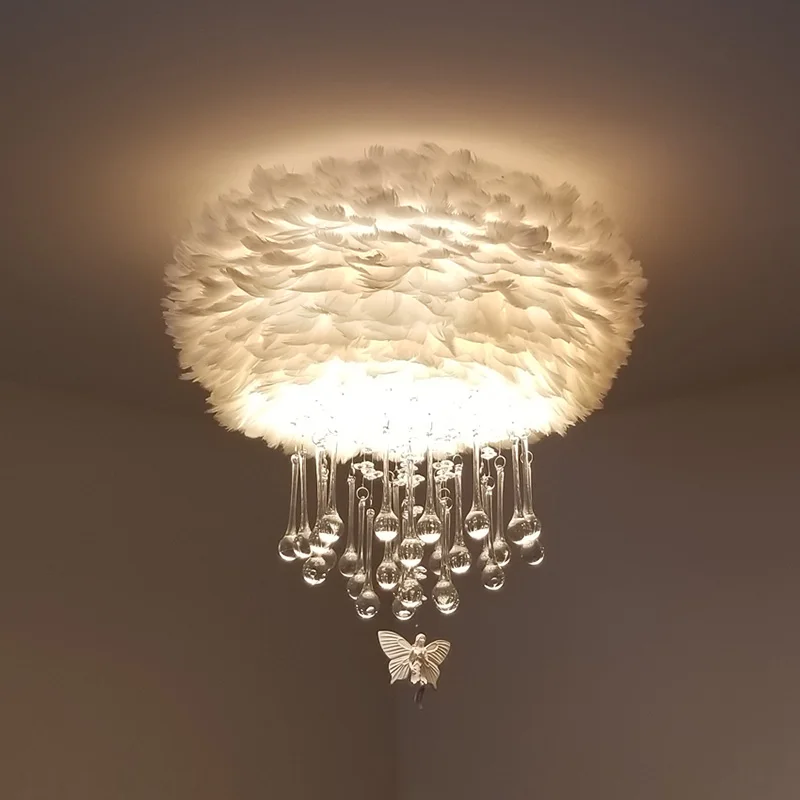 Потолочный светильник с теплым пером для спальни современные светодиодные