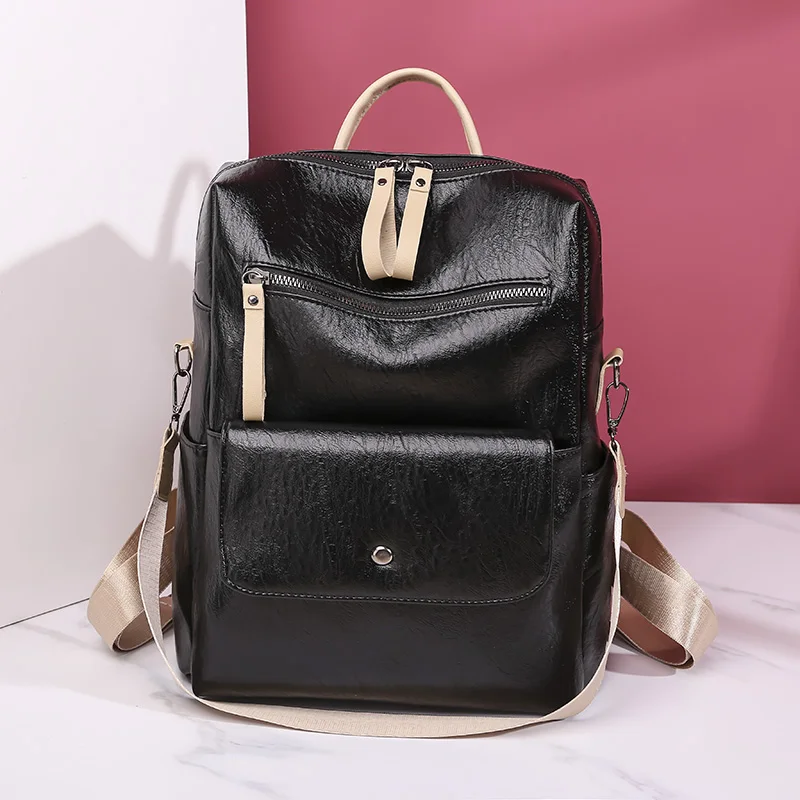 

PU Leather Waterproof Backpacks for Women Luxury Pack High Quality Large Capacity Fashion Backpack Ladies Travel Bags School Bag