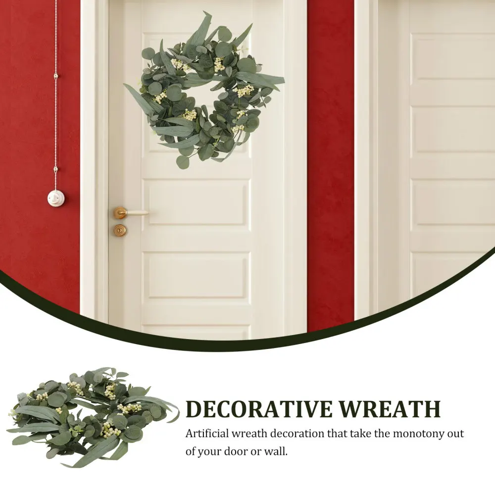 

1Pc Simulated Wreath Decorative Garland Prop Festival Hanging Adornment (Green)