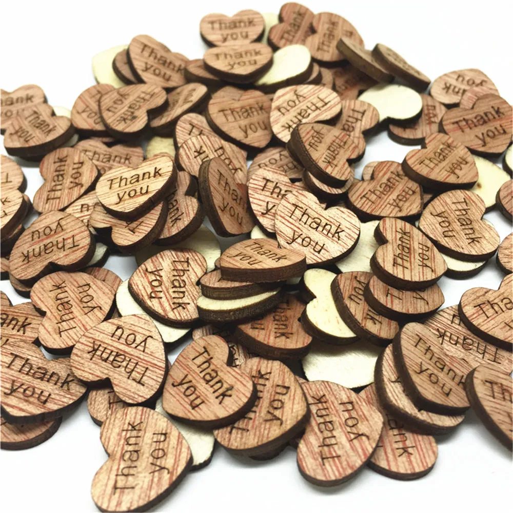 100pcs 15x13 мм, поэтому он очень спасибо фон с изображением коричневого деревянного сердца ломтики конфетти свадебного стола посыпать Цветы украшения шикарный альбом для вырезок для рукоделия