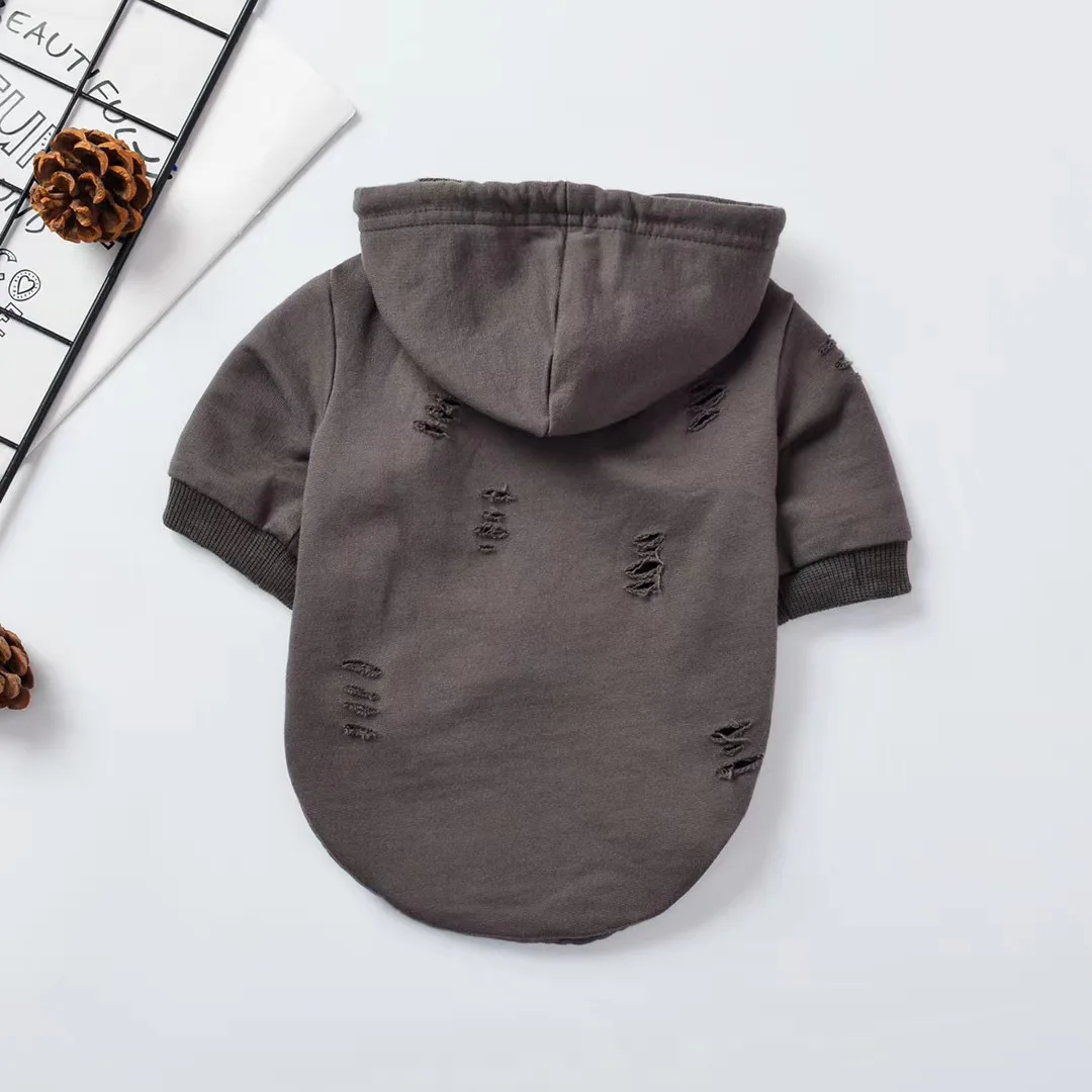 

Pet Dog Autumn New Clothes Pure Color Cotton Hole Hoodies Outerwear For Small Medium Dog Clothing Puppy Dog Costumes Hoodie 2021