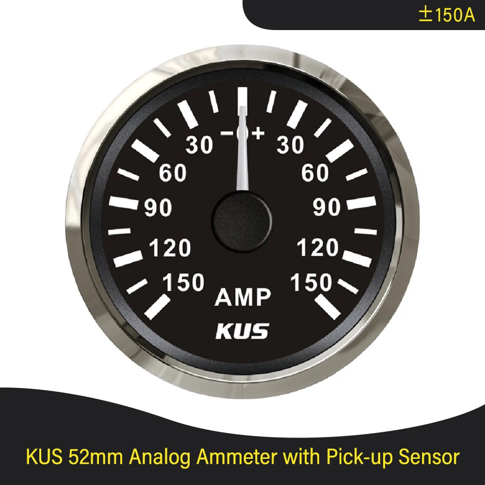 

KUS 2" Marine Auto Ammeter AMP Gauge Ampere Meter 50/80/150A with Current Pick-up with Red /Yellow available Backlight for Car