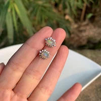 100 genuine natural opal 925 sterling silver stud earrings stud earrings for women jewelry gift