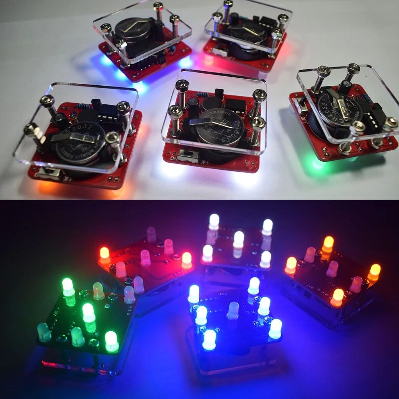

652F Swing Shaking LED Dice Kit Breathing Led Effect with Small Vibration Motor Diy Electronic Kits for Beginners Durable