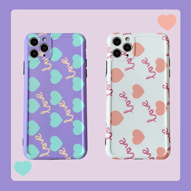 Милый чехол для телефона с надписью Love Heart Wave point iPhone 11 Pro Max X Xr Xs 7 8 Puls SE 2020 мягкий