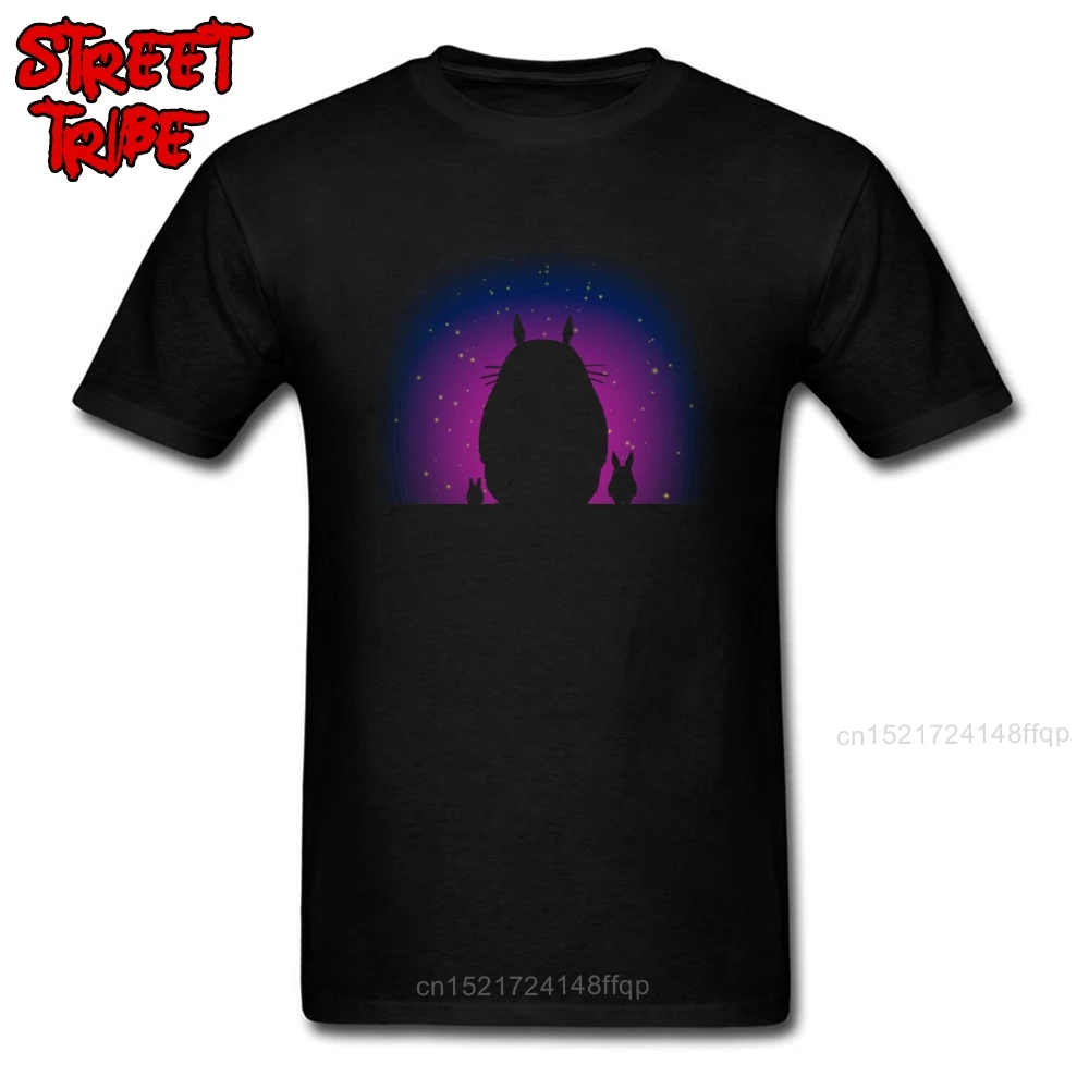 Neighbor Totoro Футболка мужская черная футболка Dream Night Прямая поставка 100% хлопок