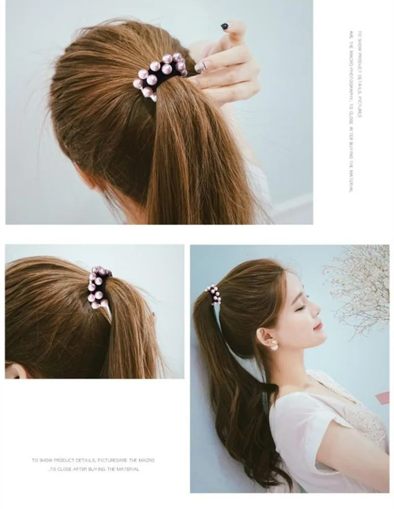 

Hair Accessories Pearls Beads Headbands Ponytail Holder Girls Scrunchies Vintage Elastic Hair Clip Bands Rubber Rope Headdress