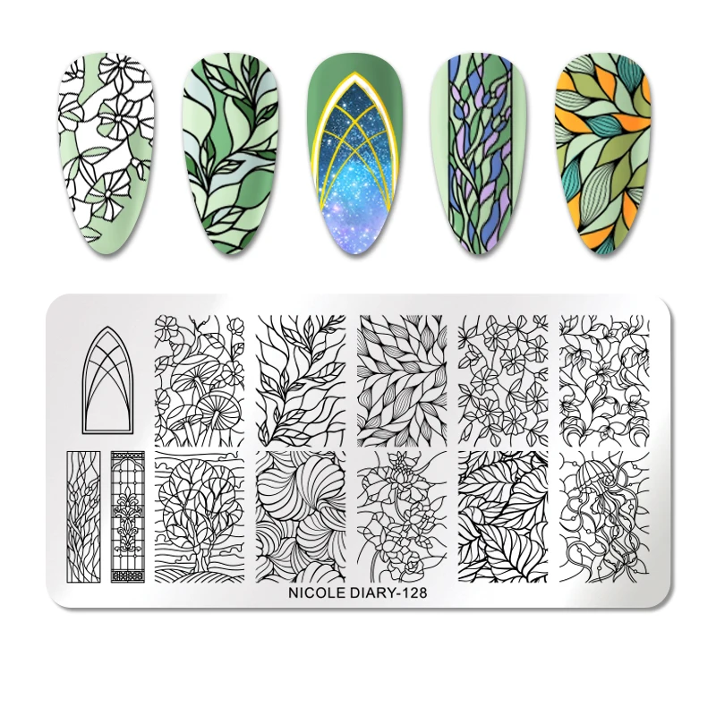 128 NICOLE DAIRY Flower Plants Nail Art Штамп для штамповки ногтей шаблон цветочный дизайн DIY Изображение пластины трафарет Маникюр Инструмент для печати - Цвет: 128