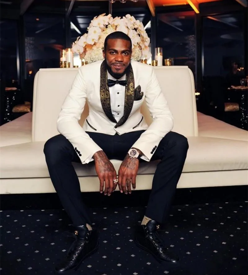 

Latest Design Ivory Groom Tuxedos Groomsmen Custom Made Shawl Collar Mens Wedding Suits Bridegroom (Jacket+Pants) terno