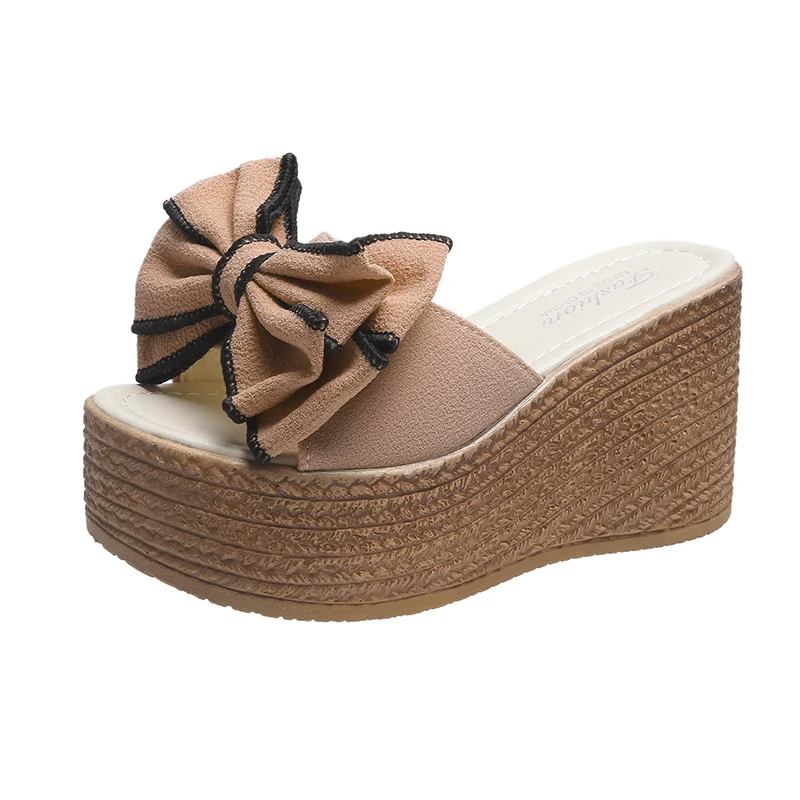 

2021 Women Slippers Platform Wedge Women Slipper Appliques Slides Beach Sandals Slides Summer Ladies Mules Clog Shoe