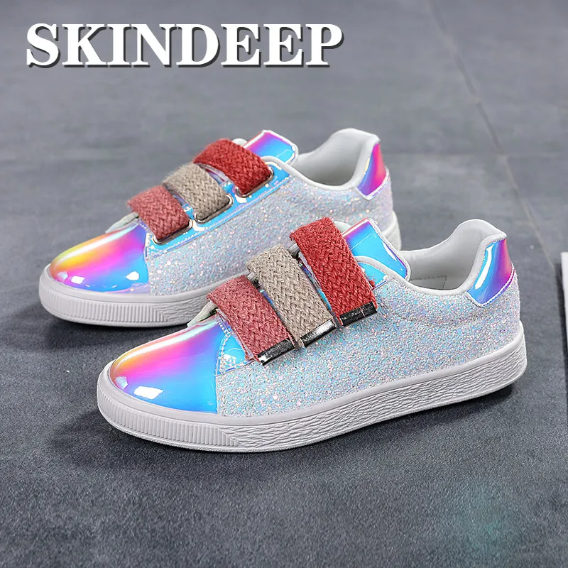 

Spring Shiny Women Shoes Ladies Casual Comfortable Platform Shoes Fashion Velcro Shoes for Women