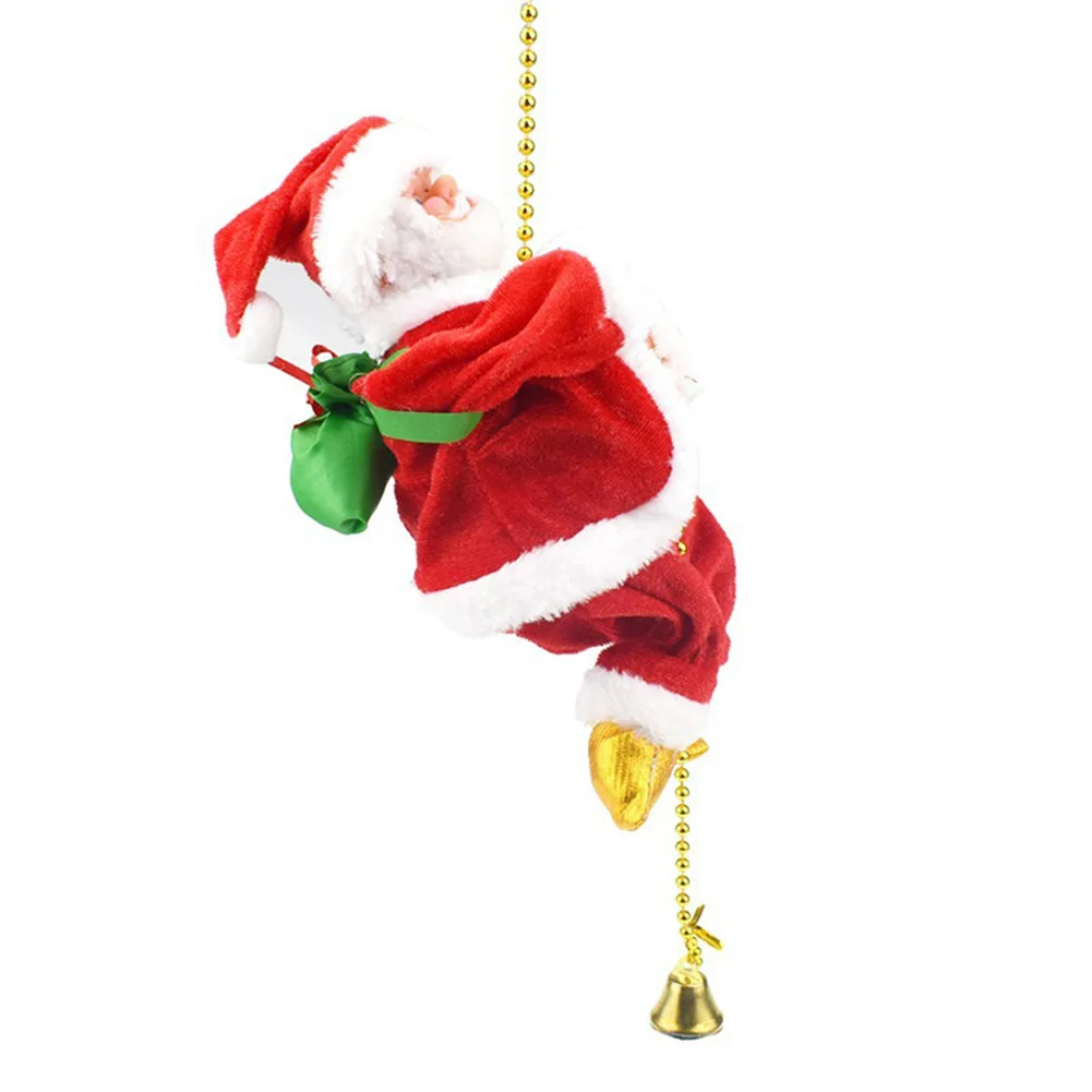 

Electric Santa Claus Climbing Rope Ladder for Christmas Decoration Figurine Ornament Climb Up The Beads and Go Down Kids Gifts