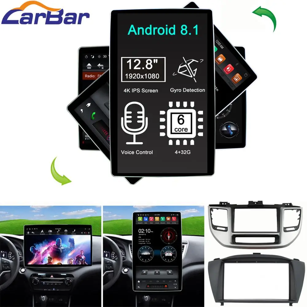 

12,8 "Tesla Style PX6 Android 8,1 автомобильный DVD GPS Радио Навигация стерео Мультимедийный плеер для Hyundai Tucsion IX35 2010-2017