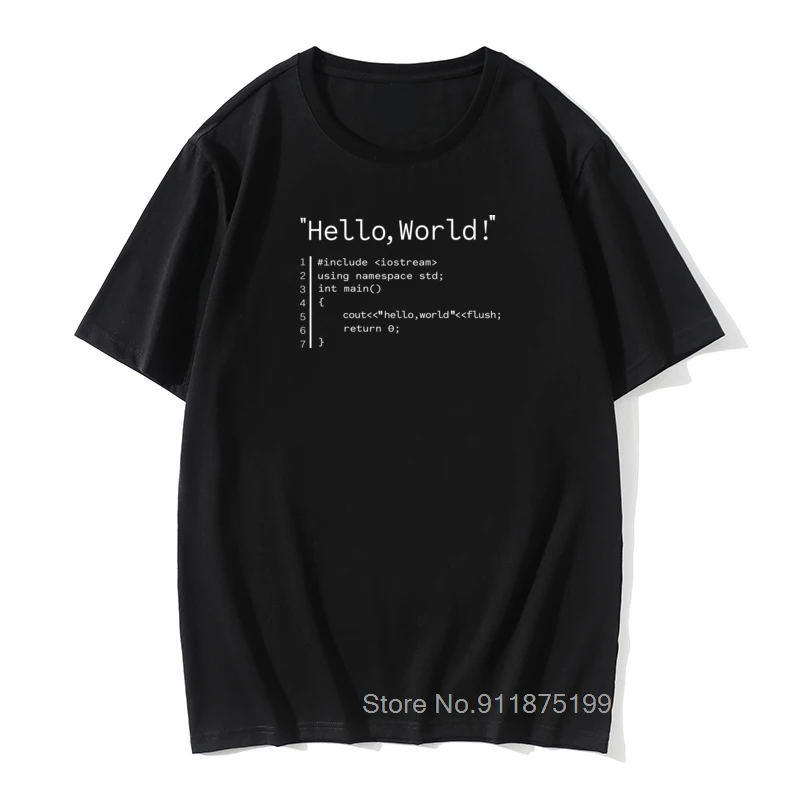 

Hello World T-Shirt Funny Humorous Gift For Men Dad Father Husband Boyfriend Geek Team Programmer Short Sleeve Cotton T Shirts