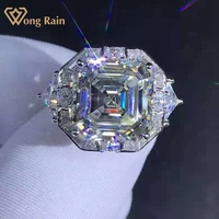 wong rain 925 sterling silver asscher cut 6 ct d created moissanite diamonds engagement ring customized rings fine jewelry gifts