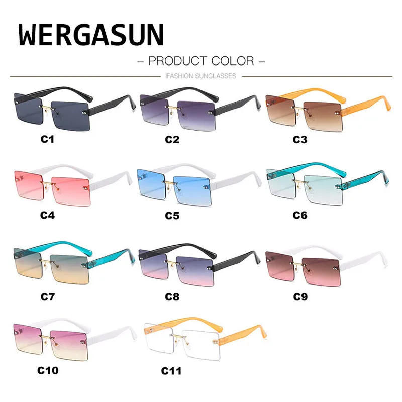

WERGASUN Brand Sunglasses Women Fashion Square Sun Glasses Men Vintage Eyewear Ladies Traveling Style UV400 Goggles