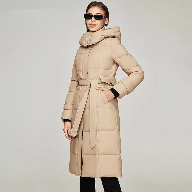 

Новинка 2021, женская зимняя пуховая куртка из хлопка, свободная утепленная длинная парка, женские пуховые куртки большого размера с капюшоно...