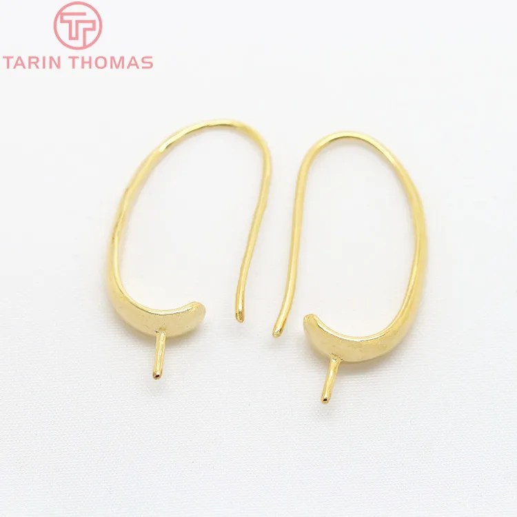 Латунные бусины с полуотверстиями покрытием 24 каратным золотом 10 шт. 13 х29 мм