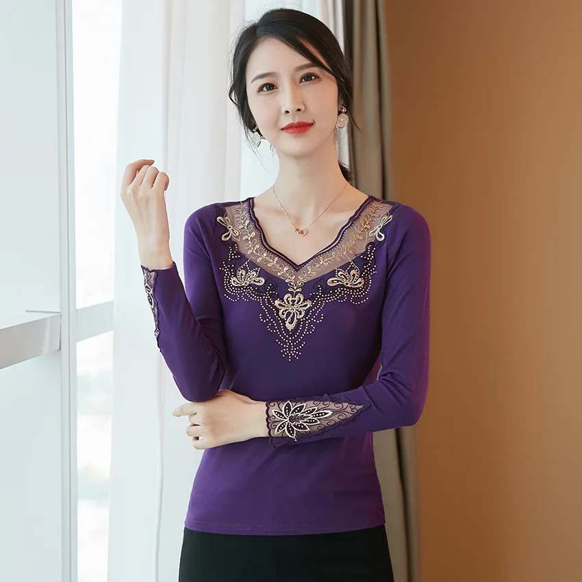 Оптовая продажа женские сетчатые топы новинка 2019 осенняя Сетчатая футболка с