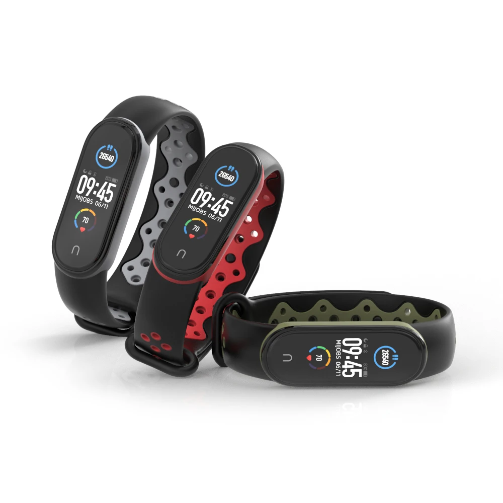 Спортивный ремешок для Mi Band 4 5 3 дышащий Xiaomi браслет Bend силиконовый Correas Miband Opaska Xiomi