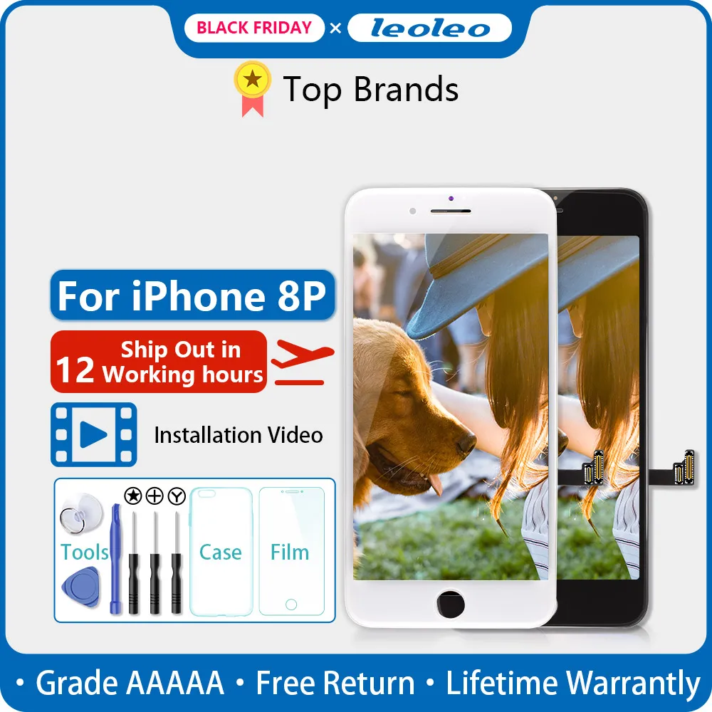 LEOLEO 10 шт./лот белый и черный AAAAA абсолютно новый ЖК дисплей для iPhone 8 Plus + 5 ''ЖК