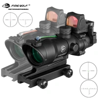 fire wolf acog 4x32 tactical optic scope rifle scope red green reticle fiber illuminated optic sight with rmr mini red dot sigh