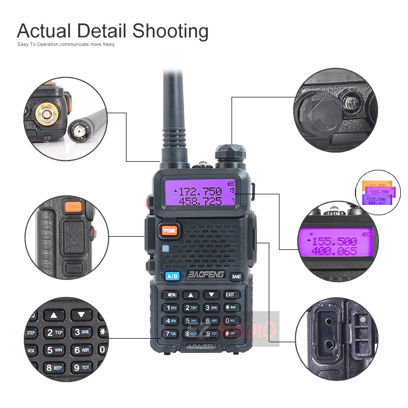 Walkie Talkie Baofeng UV 5R Radio Station Two-way Ham Boafeng Radio 2PCS Powerful Dual VHF/UHF Walike Talkies for Hunting 10KM