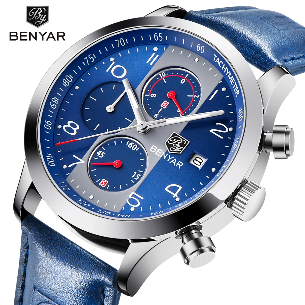 

Часы мужские кварцевые с хронографом, на кожаном ремешке