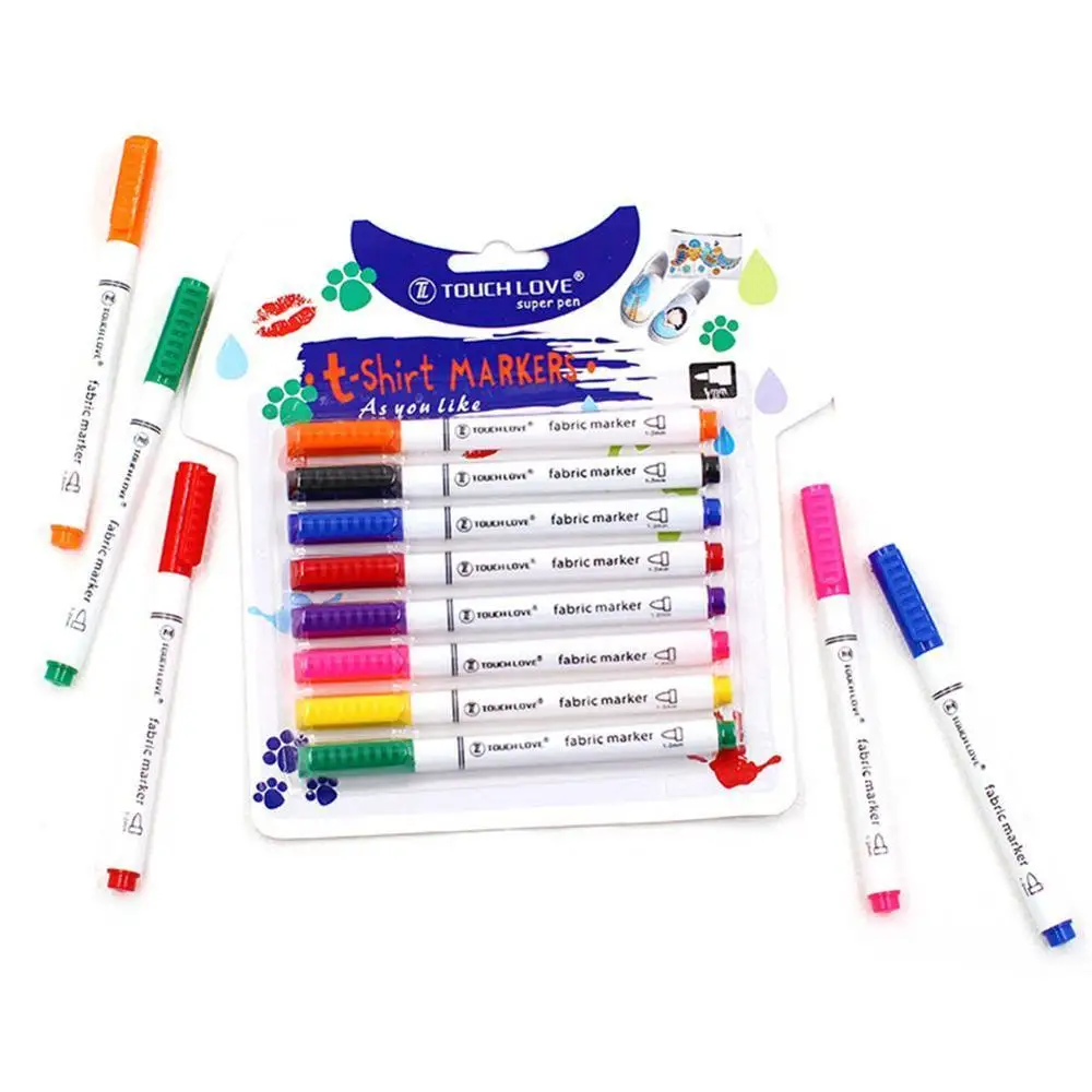 

8Pcs/Set Clothes Textile Markers Fabric Paint Pens Writing Pen Liner T-shirt Crafts DIY Supplies Pen Painting Marker Pigmen K1P4