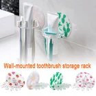 Настенная подставка для зубных щеток, настенная подставка для зубных щеток, монтируемая многофункциональная настенная Подставка для хранения для ванной AA