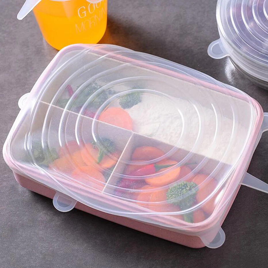 6 шт./компл. силиконовые стрейч многоразовые крышки Еда Обёрточная бумага