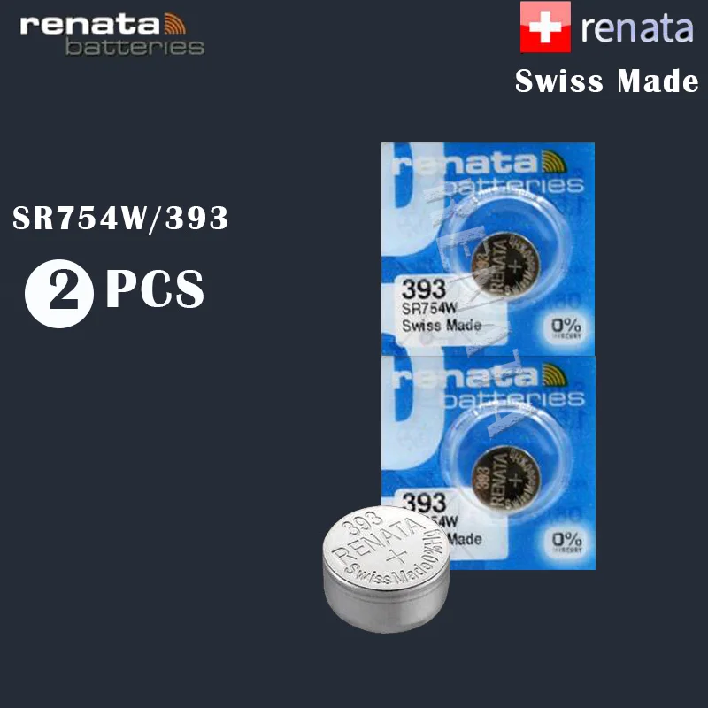 2 шт./лот Renata 393 оксид серебра батарейки для часов SR754W SR48 LR754 AG3 192 сделанные в