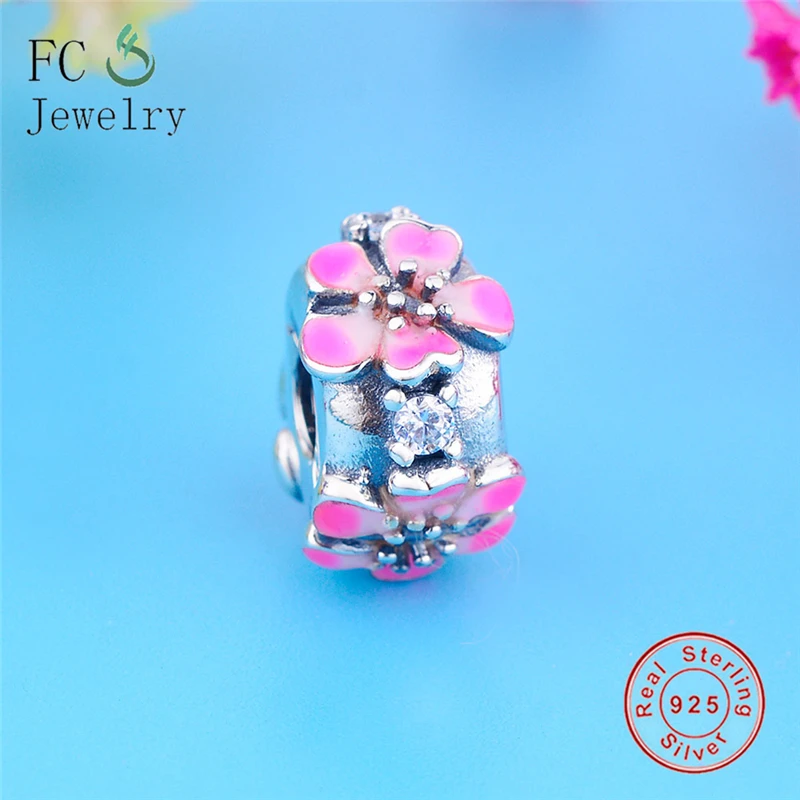 

Подходит для оригинальных шармов, браслеты из стерлингового серебра 925 пробы, цветок, зажим, подвески, бусы, DIY ювелирные изделия, Женские Юве...