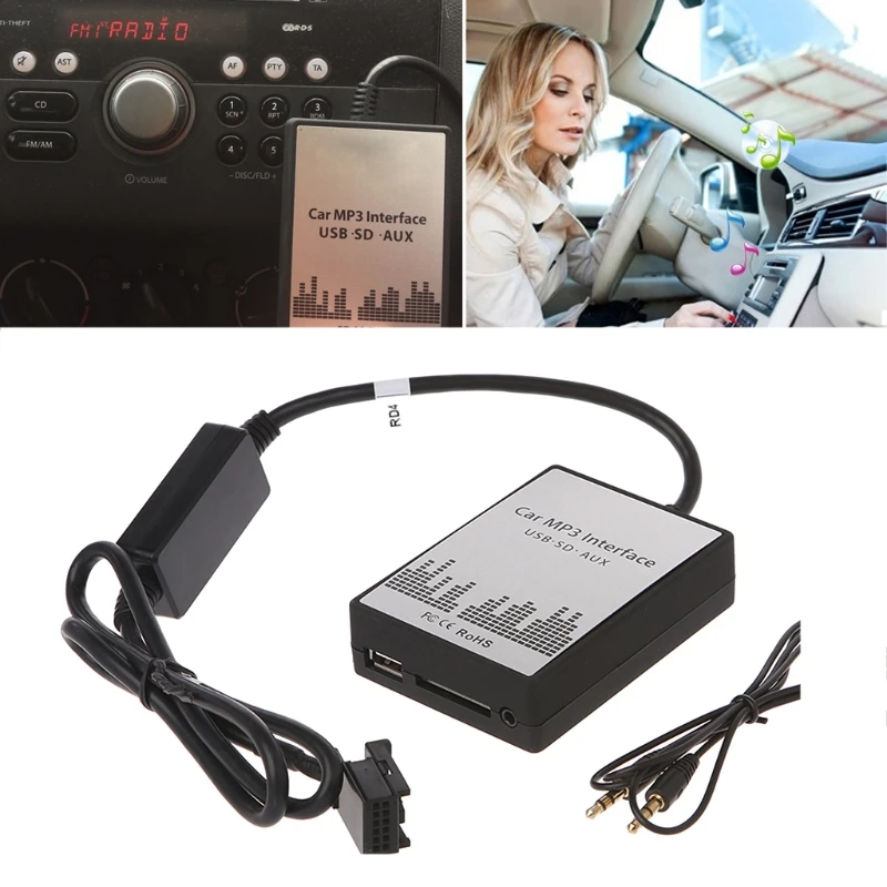 

USB SD AUX Car MP3 Music Changer Adapter For Peugeot 307 407 Citroen C4 C5 MOLE
