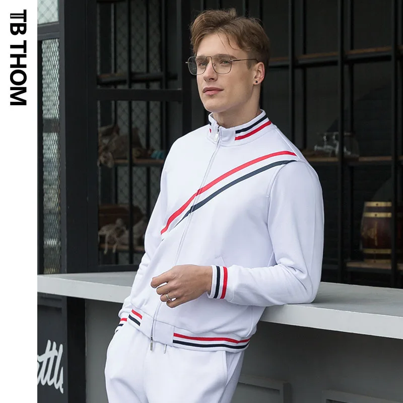 

TB thom 2021 men's stand callor contrast color baseball jacket 100% cotton sport casual jacket men spring autumn jacket male