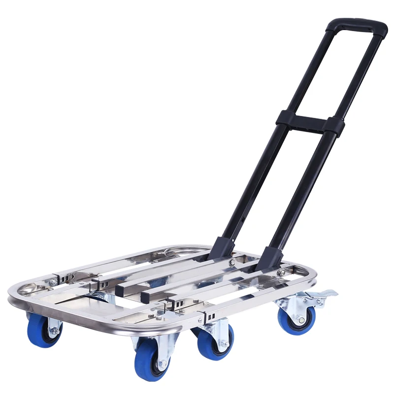Ручная Тележка из нержавеющей стали портативная для покупок тележка складная