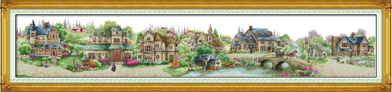 

European town,counted printed on fabric DMC 14CT 11CT Cross Stitch kits,embroidery needlework Sets,Home Decor