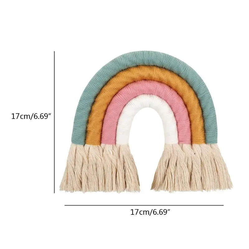 

INS Nordic Home Weaving Rainbow Tapestry Cotton Hand-Woven Color Ornaments Children'S Room Decoration Tassel Wall Hanging