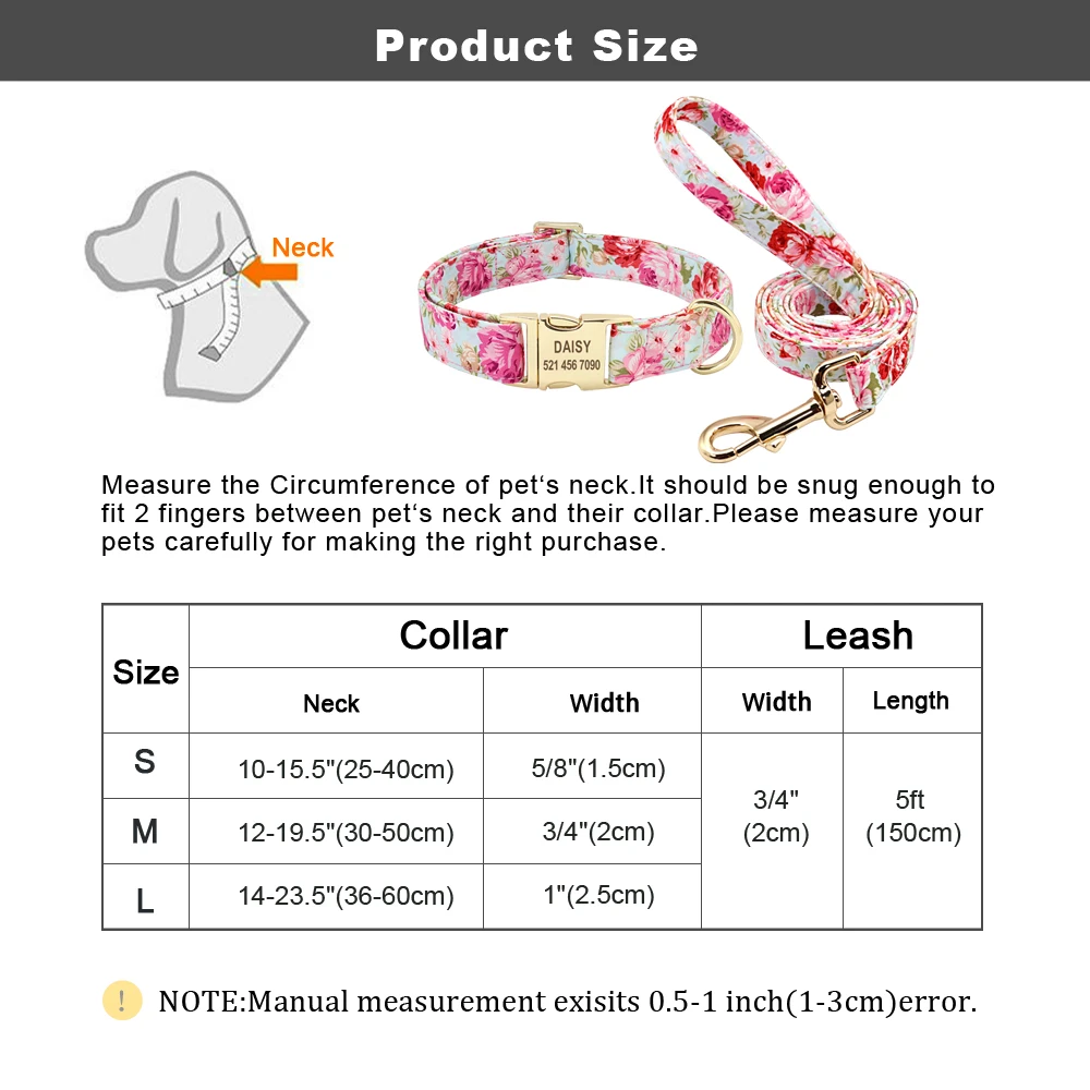 

Gepersonaliseerde Gedrukt Halsband Leash Set Aangepaste Nylon Pet Collar Leash Gratis Gegraveerde Naamplaat Voor Kleine Medium