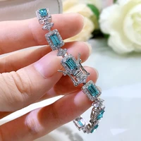 925 sterling silver sparkling paraiba high carbon diamond bracelets for women wedding party fine jewelry girl friend gifts