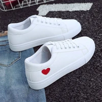 2021 autumn woman shoes fashion new woman pu leather shoes ladies breathable cute heart flats casual shoes white sneakers