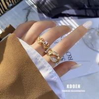 european and american fashion creative smiling face modeling zircon open ring exaggerated luxury wedding party index finger ring