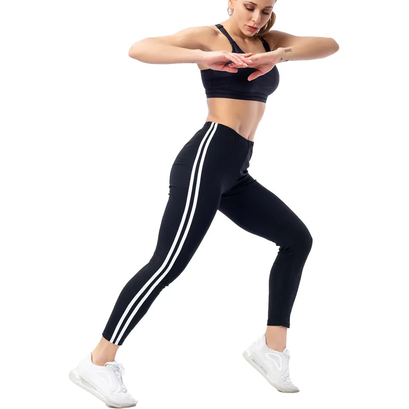 

Fashion Costumes New Women's Leggings High Waist Side White Running Women's Fitness Pants