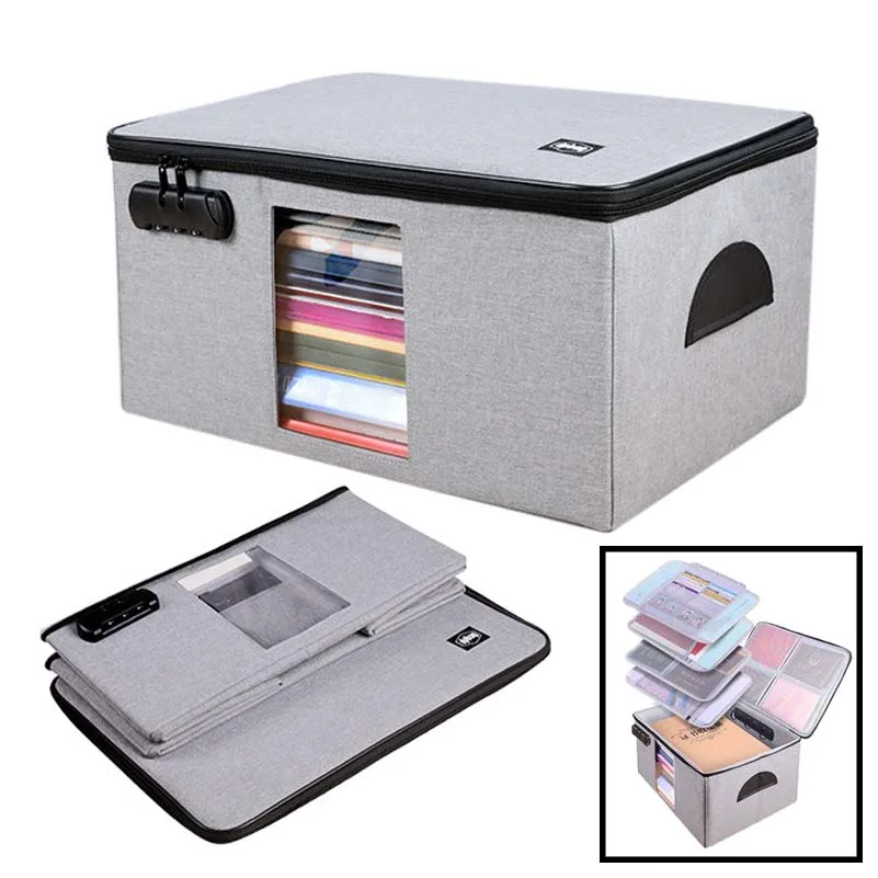Files Bag Briefcase Document Certificates Organizer Multilayer Large Capacity Travel Document Storage Bag Box Home Office Use